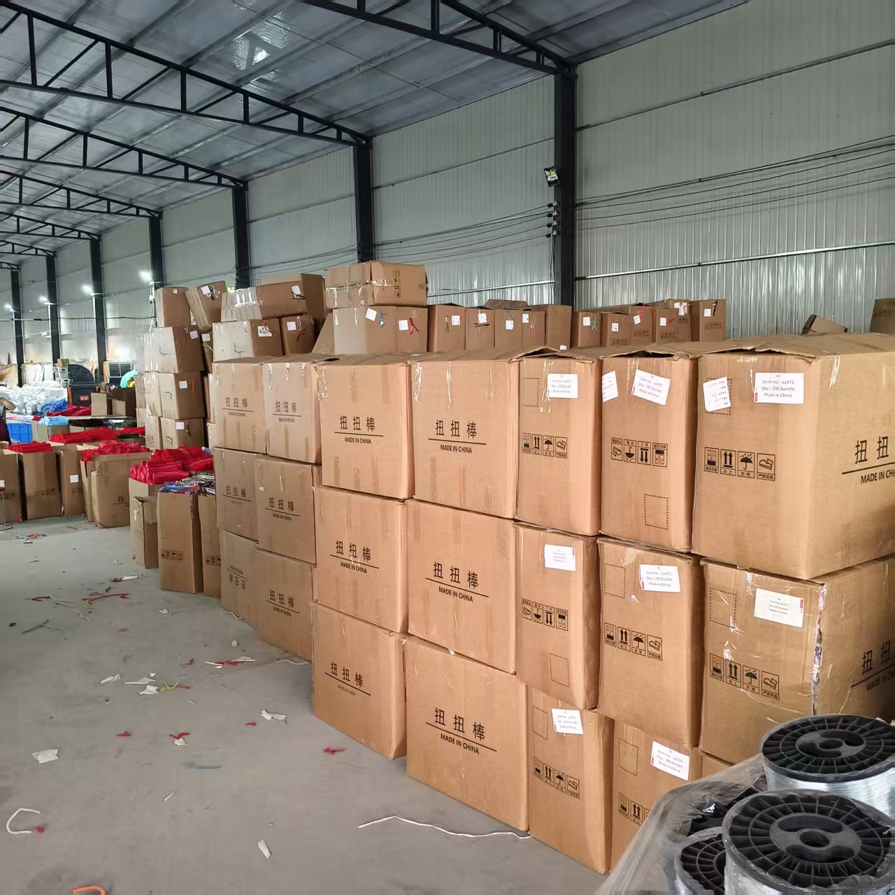 Cartons stored in the Yunjian Workshop factory